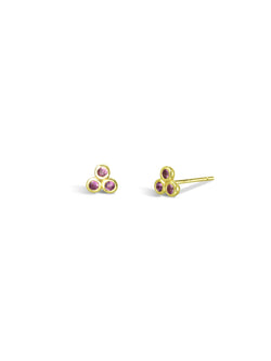 Trefoil 9ct Gold Gemstone Stud Earrings Earrings Pruden and Smith 9ct Yellow Gold Ruby 