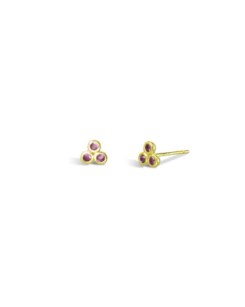 Trefoil 9ct Gold Gemstone Stud Earrings Earrings Pruden and Smith 9ct Yellow Gold Ruby 