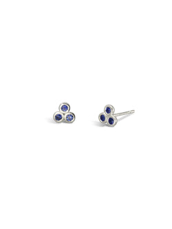 Trefoil 9ct Gold Gemstone Stud Earrings Earrings Pruden and Smith 9ct White Gold Sapphire - Blue 