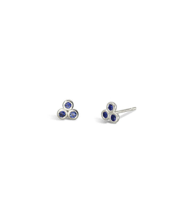 Trefoil 9ct Gold Gemstone Stud Earrings Earrings Pruden and Smith 9ct White Gold Sapphire - Blue 