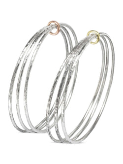 Triple Silver Bangle With Gold Ring Bangle Pruden and Smith   