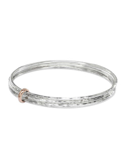 Triple Silver Bangle With Gold Ring Bangle Pruden and Smith   