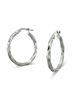 Twisted Hoop Earrings Earrings Pruden and Smith Silver 15mm  