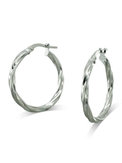 Twisted Hoop Earrings Earrings Pruden and Smith Silver 15mm  