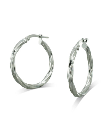 Twisted Hoop Earrings Earrings Pruden and Smith Silver 20mm  