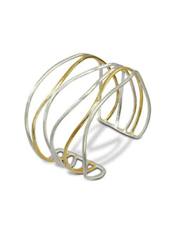 Six Strand Rough Solid 9ct Gold Cuff Bangle Bangle Pruden and Smith 9ct White Gold and Yellow Gold  