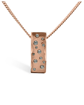 Carved Scattered Diamond Pendant Pendant Pruden and Smith 9ct Rose Gold  