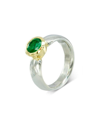 Emerald Two Tone Engagement Ring Ring Pruden and Smith   