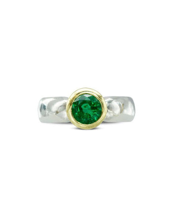 Emerald Two Tone Engagement Ring Ring Pruden and Smith   