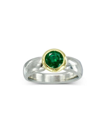 Emerald Two Tone Engagement Ring Ring Pruden and Smith   