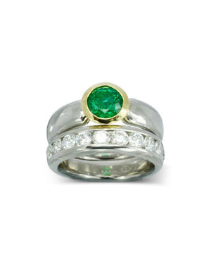 Emerald Two Tone Engagement Ring Ring Pruden and Smith   