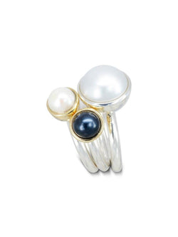 Silver Pearl Stacking Rings Ring Pruden and Smith   