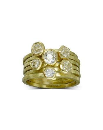 Old Cut Diamond Carved Stacking Ring Set Ring Pruden and Smith   