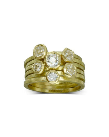 Old Cut Diamond Carved Stacking Ring Ring Pruden and Smith   