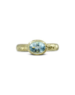 Hammered Yellow Gold Oval Aquamarine Ring Ring Pruden and Smith   