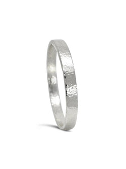 Hammered Heavy Rectangular Solid Silver Bangle Bangle Pruden and Smith Small (60mmID)  