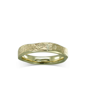 Side Hammered Textured Yellow Gold Court Wedding Ring (5mm) Ring Pruden and Smith   