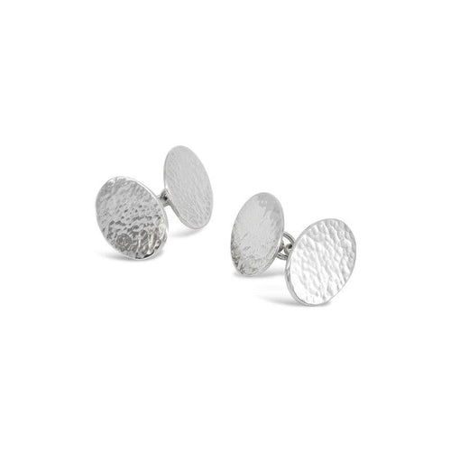 Hammered Chain Oval Silver Cufflinks Cufflink Pruden and Smith   