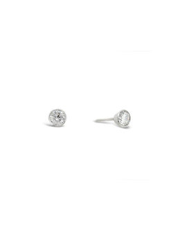 Platinum and Diamond 9ct Gold Stud Earrings Earrings Pruden and Smith 0.2cts 3mm  