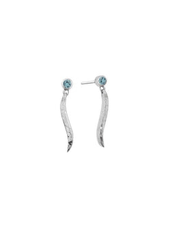 Forged Silver and Gemstone Drop Earrings Earrings Pruden and Smith Sky Blue Topaz (Pale Blue)  