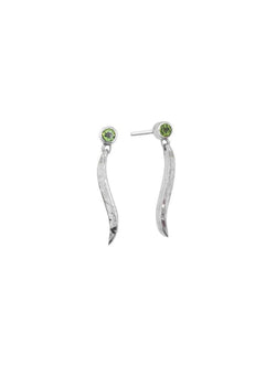 Forged Silver and Gemstone Drop Earrings Earrings Pruden and Smith Peridot (Lime Green)  