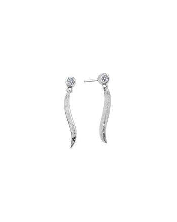 Forged Diamond and Silver Drop Earrings Earrings Pruden and Smith   