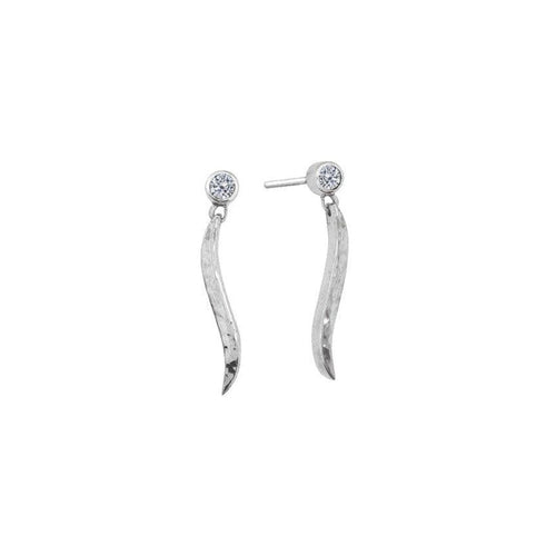 Forged Diamond and Silver Drop Earrings Earrings Pruden and Smith   