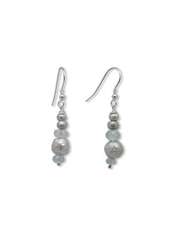 Nugget Silver and Gemstone Drop Earrings Earrings Pruden and Smith Sky Blue Topaz (Pale Blue)  