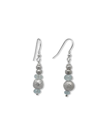 Nugget Silver and Gemstone Drop Earrings Earrings Pruden and Smith Sky Blue Topaz (Pale Blue)  