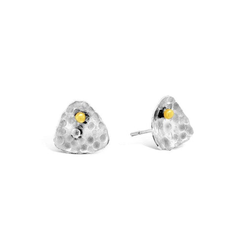 Trillion Gold Beaded Silver Stud Earrings (Small) Earrings Pruden and Smith   
