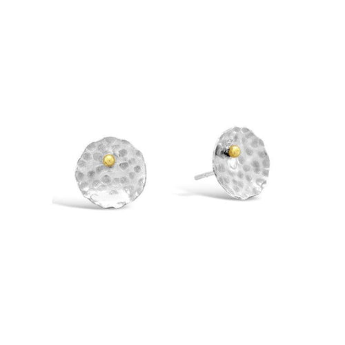 Round Silver and Gold Beaded Stud Earrings (Small) Earrings Pruden and Smith   