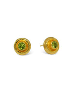 Hammered Round Peridot Stud Earrings Earring Pruden and Smith   