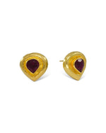 Roman Hammered Yellow Gold Ruby Stud Earrings Earrings Pruden and Smith   