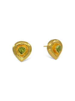 Roman Hammered Yellow Gold Peridot Stud Earrings Earrings Pruden and Smith 13mm Peridot (Lime Green) 