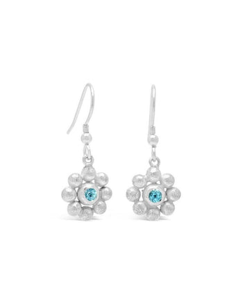 Flower Gemstone Drop Earrings Earrings Pruden and Smith Sky Blue Topaz (pale blue)  