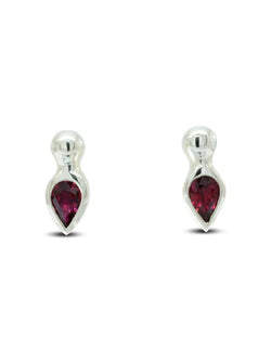 Pear Shaped White Gold Ruby Stud Earrings Earrings Pruden and Smith   