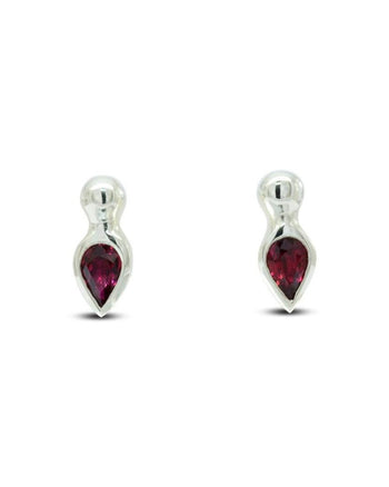 Pear Shaped White Gold Ruby Stud Earrings Earrings Pruden and Smith   