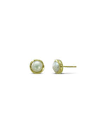 Wavy Edged 9ct Gold and Pearl Stud Earrings Earrings Pruden and Smith 9ct Yellow Gold  
