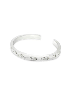 Side Hammered Solid Silver Diamond Bangle Bangle Pruden and Smith   