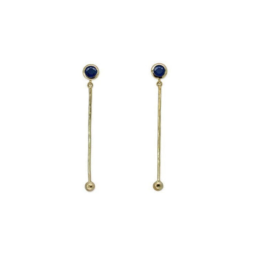 Gold Sapphire Drop Earrings Earrings Pruden and Smith   