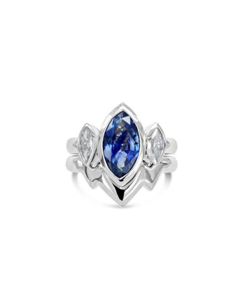 Marquise Cut Sapphire and Diamond Trilogy Ring Set Ring Pruden and Smith   