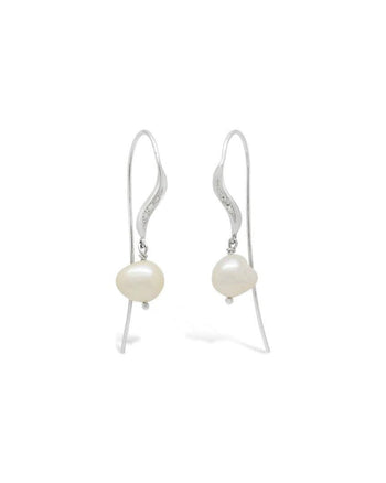 Baroque Pearl and Diamond Drop Earrings Earrings Pruden and Smith   