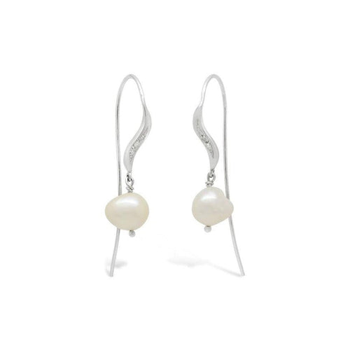 Baroque Pearl and Diamond Drop Earrings Earrings Pruden and Smith   