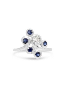 Water Bubbles Swirl Sapphire and Diamond Ring Ring Pruden and Smith   