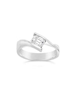 Flat Twist Platinum Emerald Cut Diamond Engagement Ring Ring Pruden and Smith   