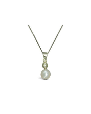 Akoya Pearl 9ct White Gold Diamond Pendant Pendant Pruden and Smith   