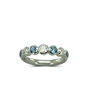 Aquamarine Diamond Platinum Eternity Ring Ring Pruden and Smith   