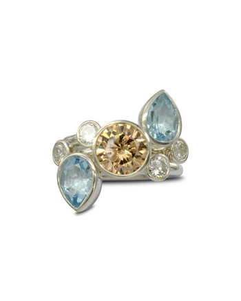 Aquamarine, Diamond and Citrine Stacking Ring Set Ring Pruden and Smith   