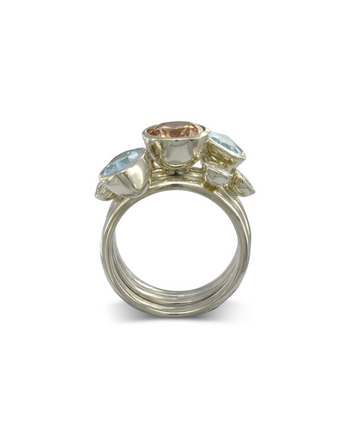 Aquamarine, Diamond and Citrine Stacking Ring Set Ring Pruden and Smith   