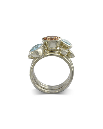 Aquamarine, Diamond and Citrine Stacking Rings Ring Pruden and Smith   